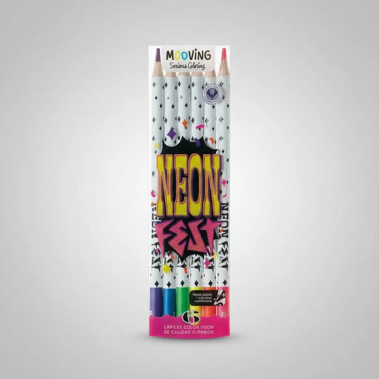 Set 6 Lápices Colores Fluor Neón Mooving-0