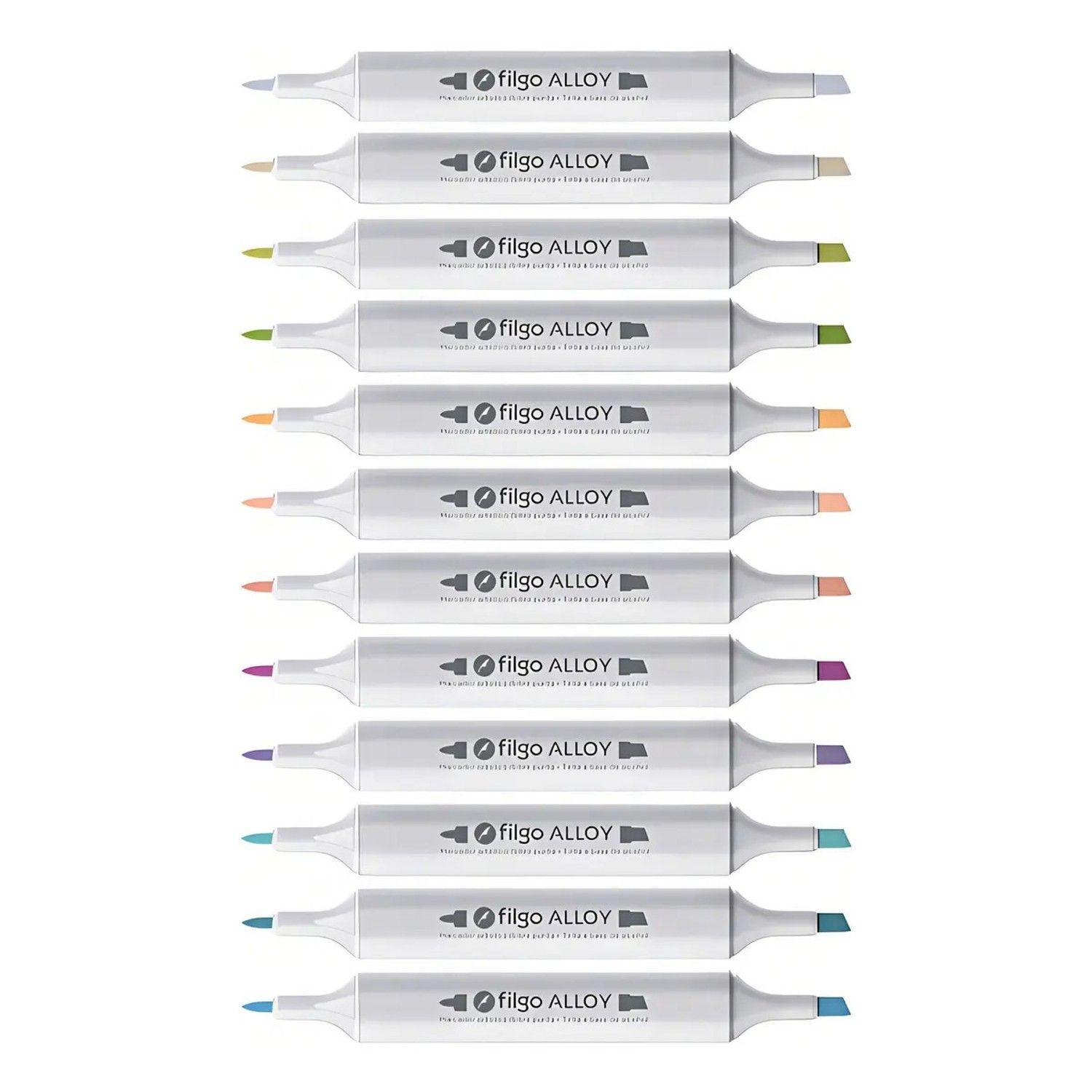 Marcadores Artísticos Doble Punta Filgo Alloy  - 12 Tonos Pastel-1