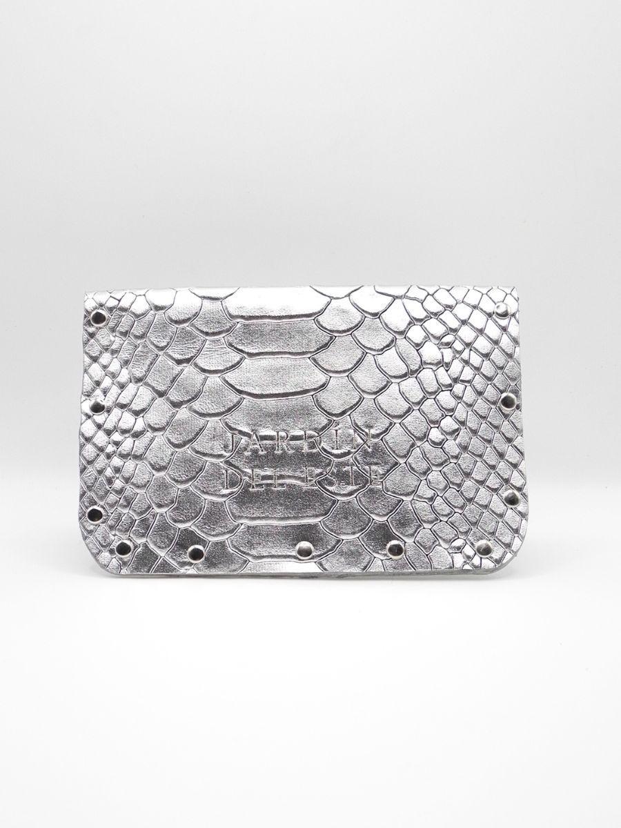 Tarjetero de cuero Plateado Caimán-0