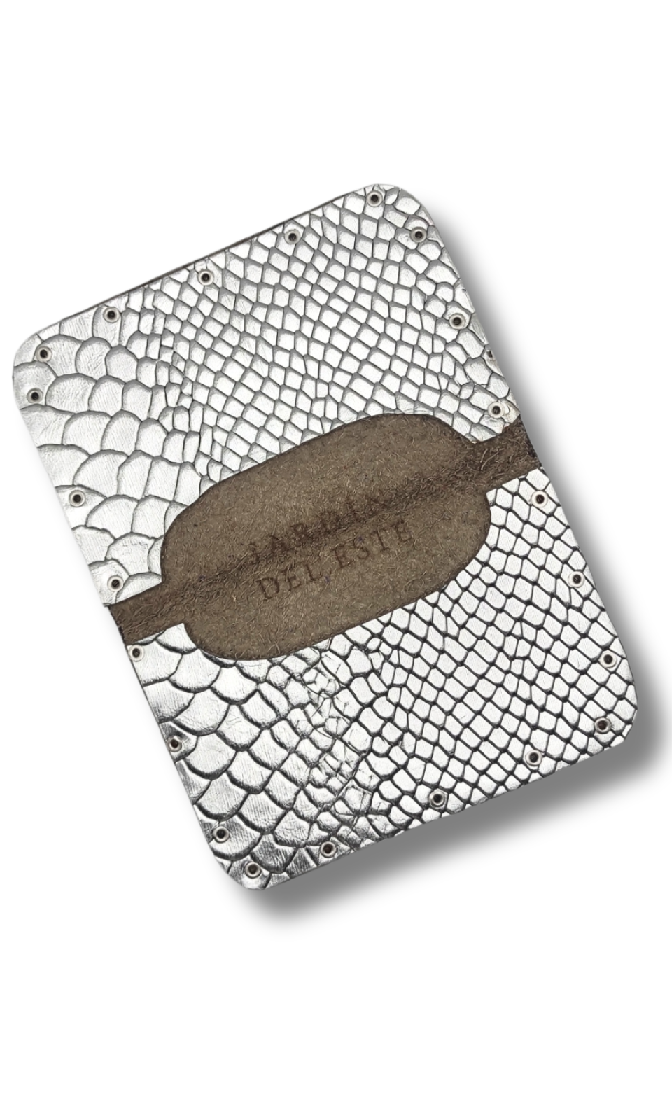 Tarjetero de cuero Plateado Caimán-2