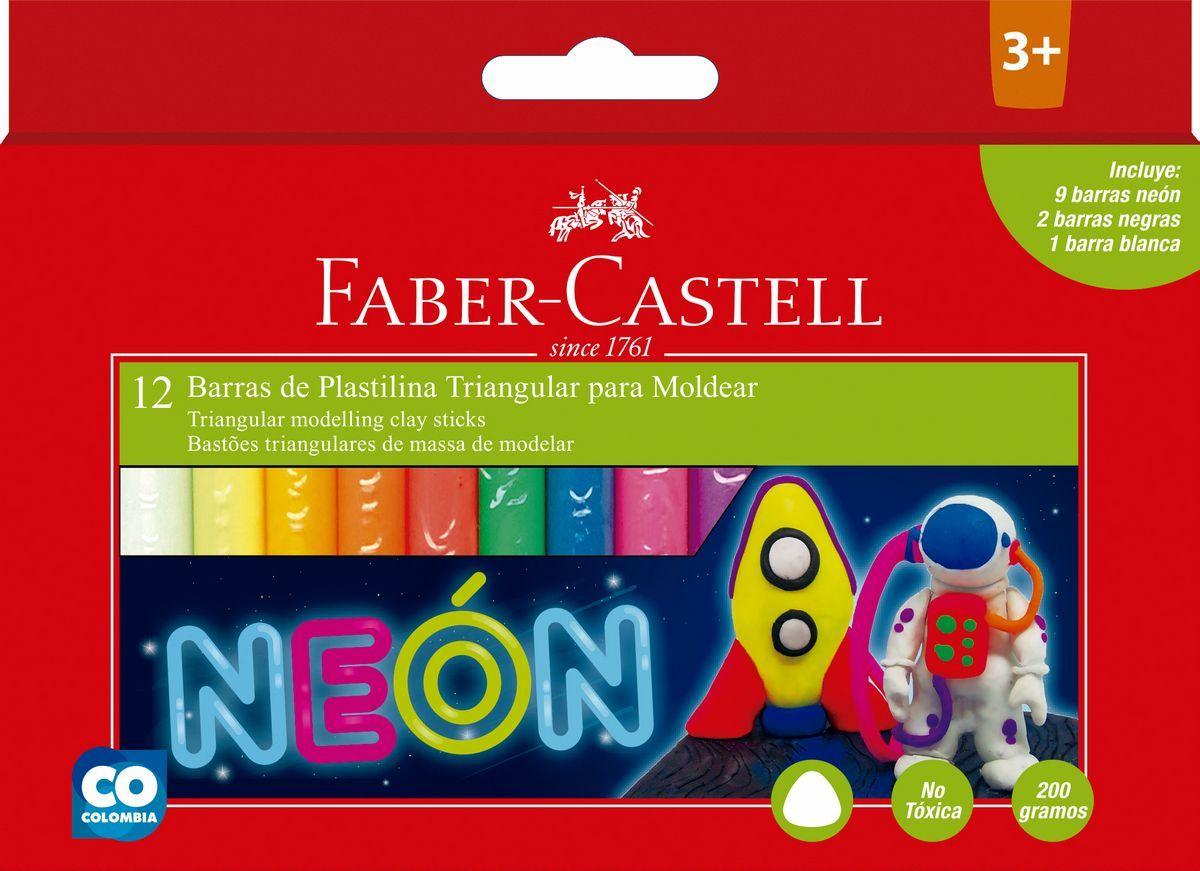 Plasticina Jumbo Neon x12 Colores Faber-Castell-0