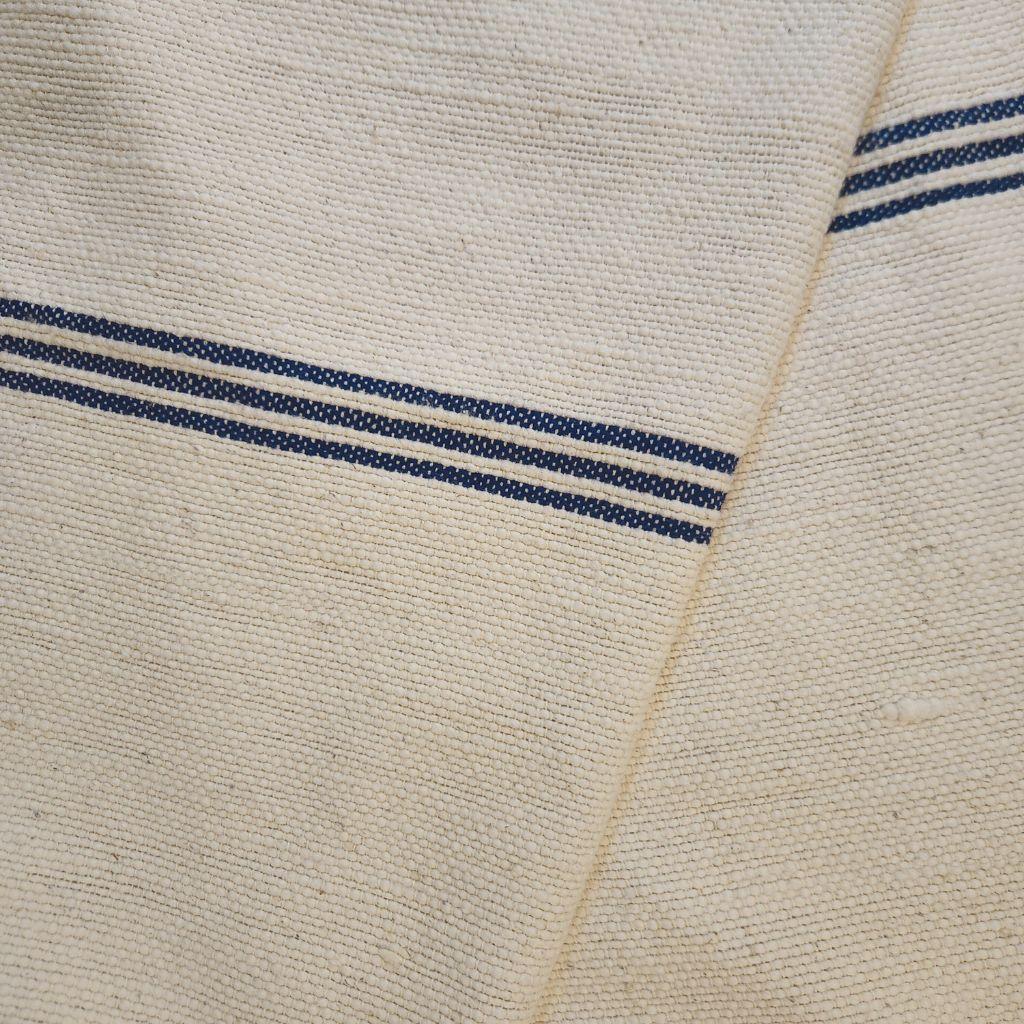 Manta 100% Algodón - 180x130cm - Crudo con Líneas Azul-3