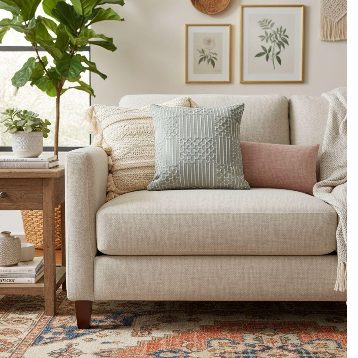 Cojín Completo con Funda Bordada Blanco con Turquesa-3