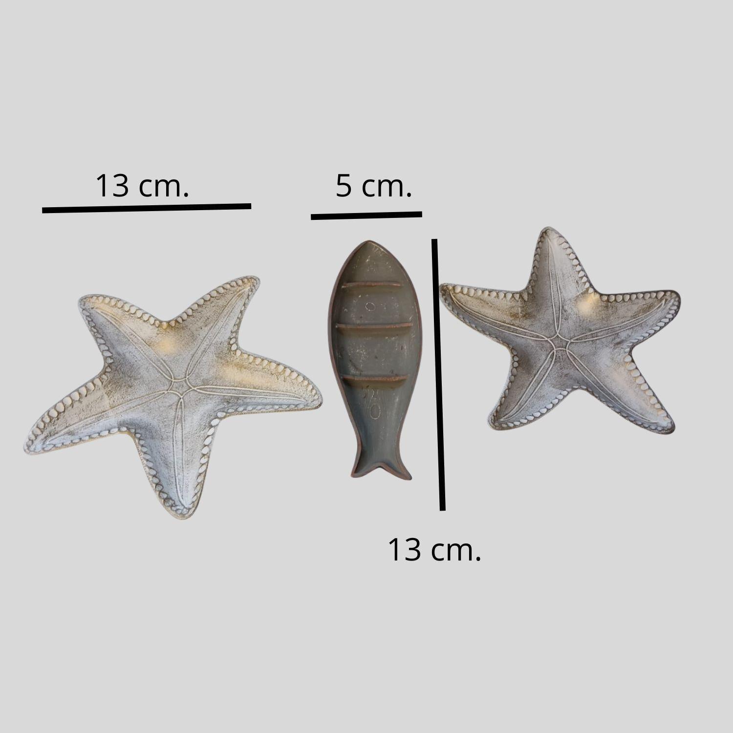Set Adorno Marino Barco Gris y 2 Estrellas de Mar-1