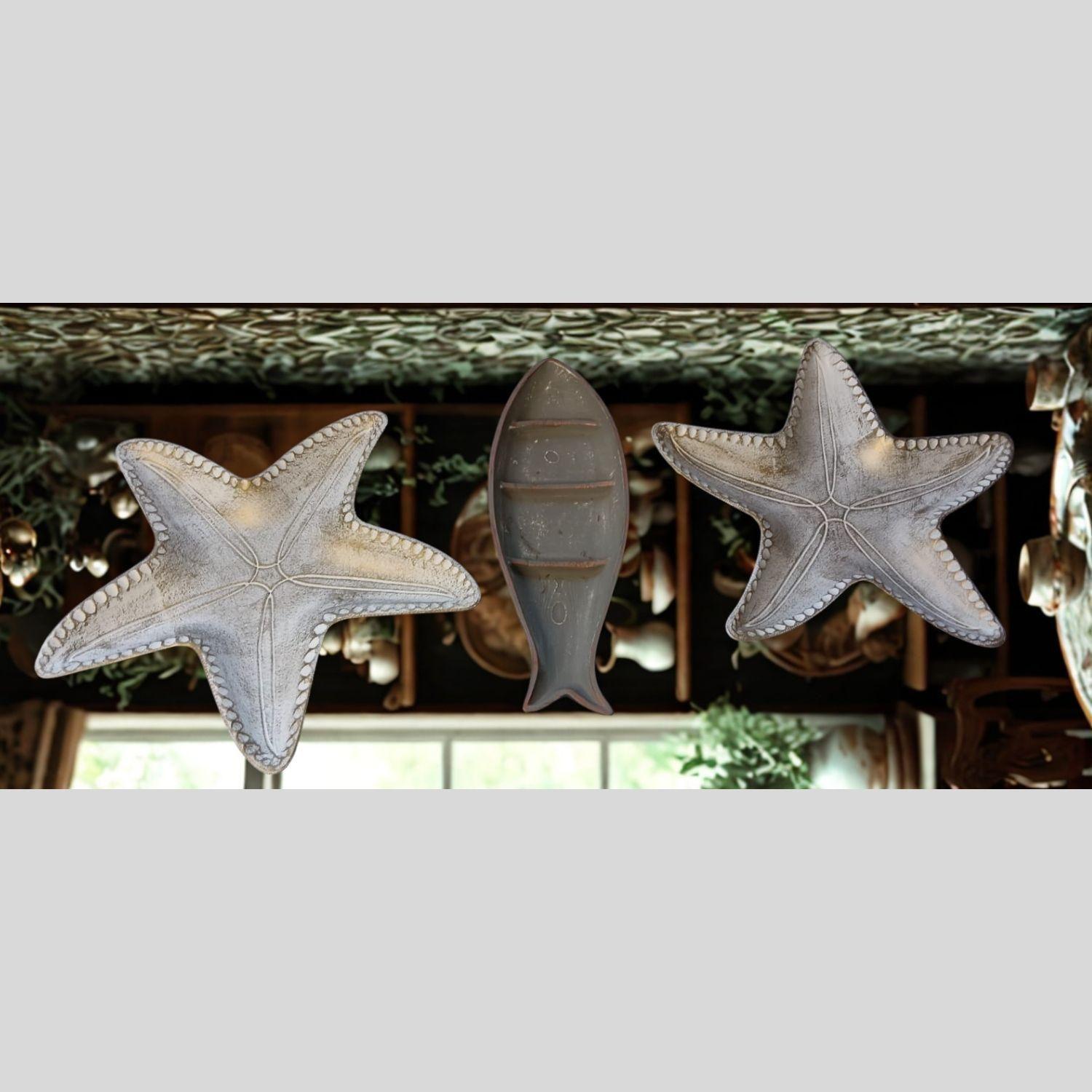 Set Adorno Marino Barco Gris y 2 Estrellas de Mar-3
