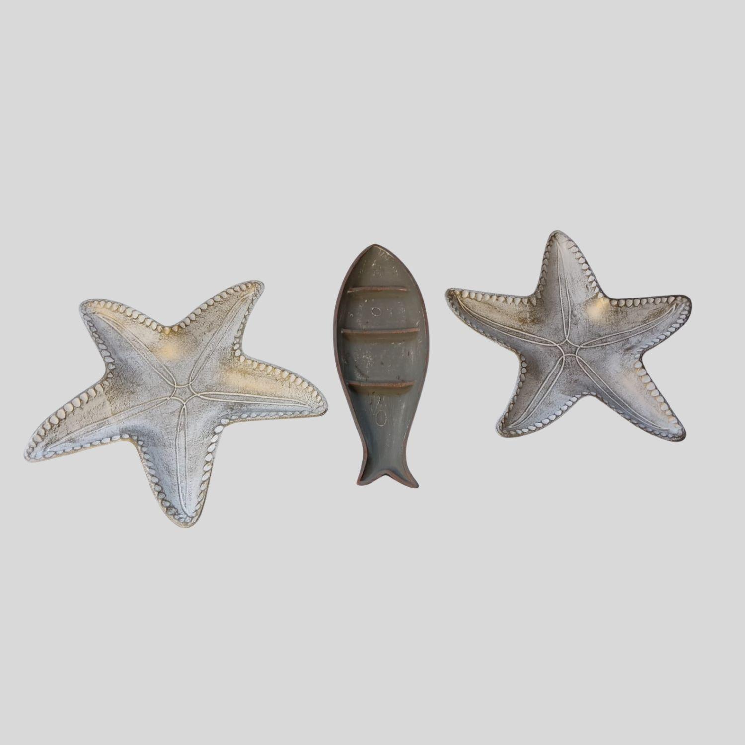 Set Adorno Marino Barco Gris y 2 Estrellas de Mar-1