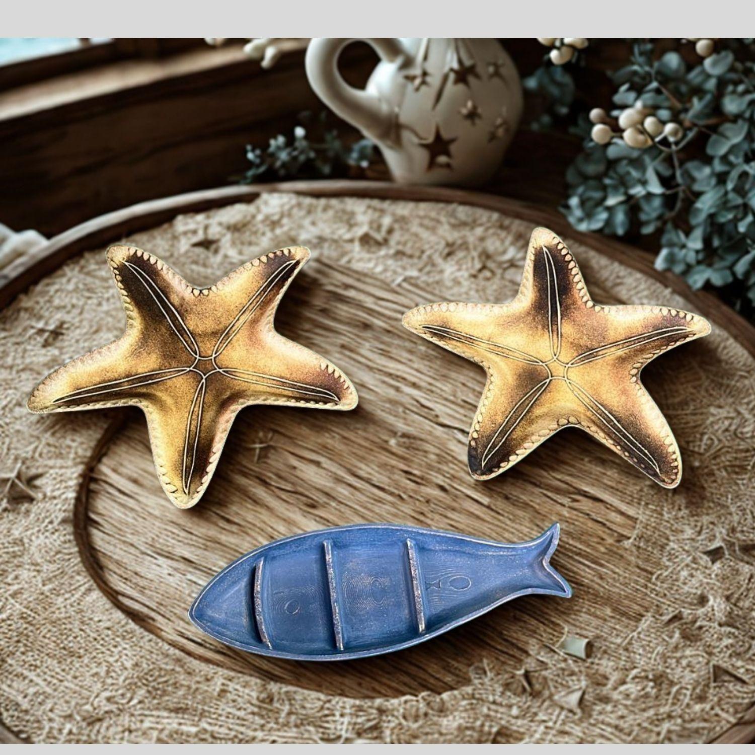 Set Adorno Marino Barco Azul y 2 Estrellas de Mar-2