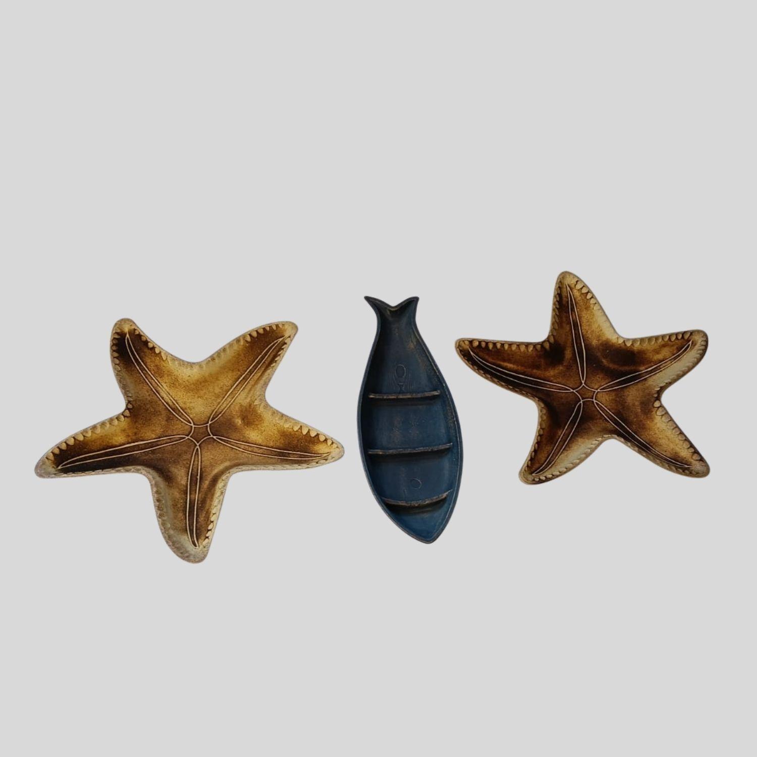 Set Adorno Marino Barco Azul y 2 Estrellas de Mar-3