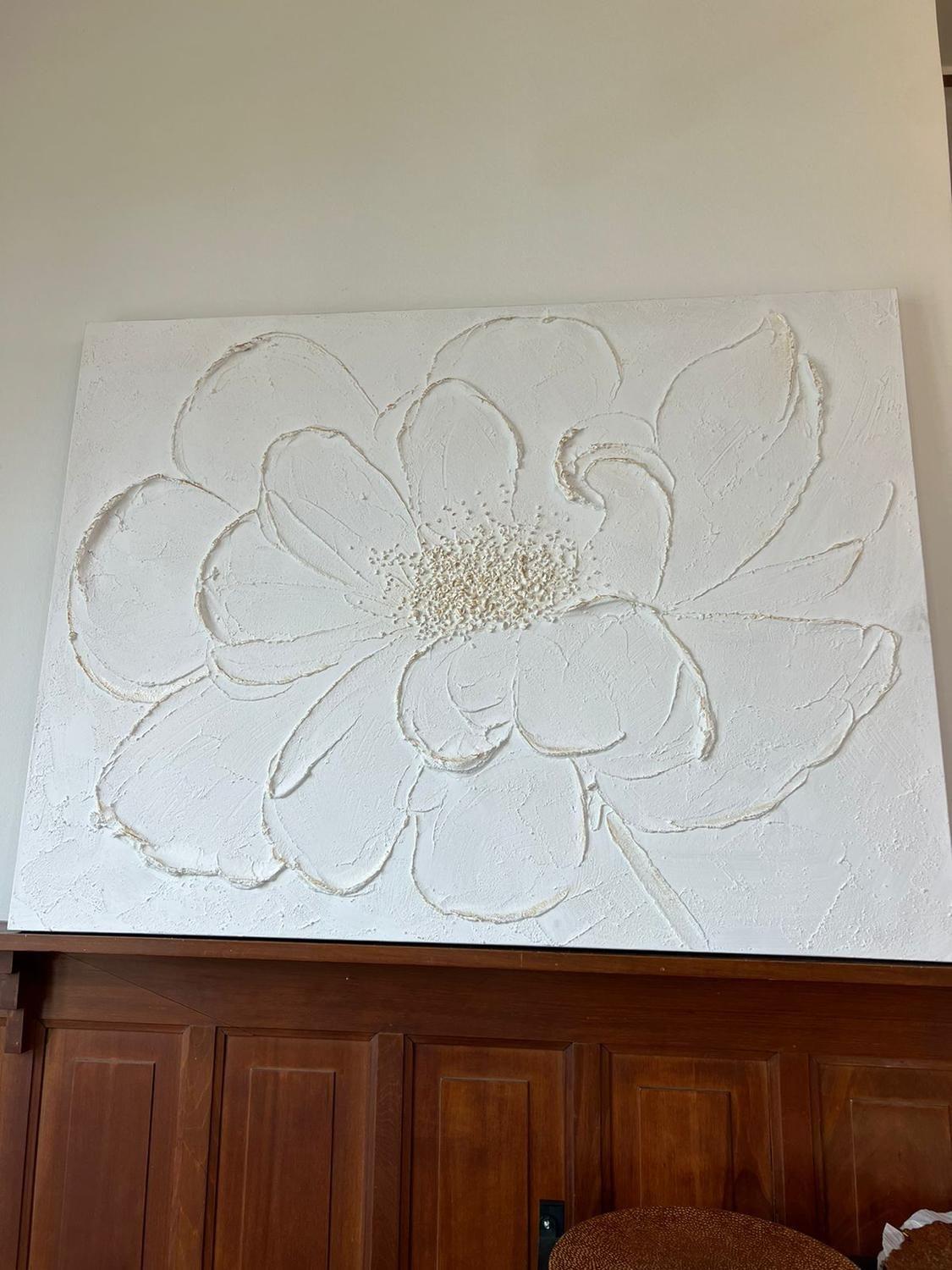 Cuadro Flor Blanca con Relieve-5
