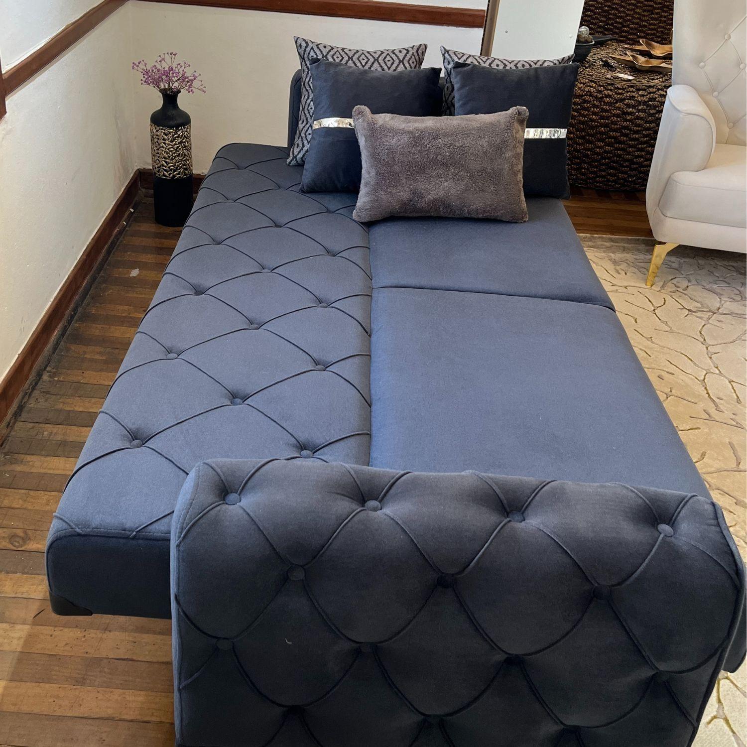 Juego de living 7 cuerpos 3+3+1 Estambul Gris, Sofa Cama-5