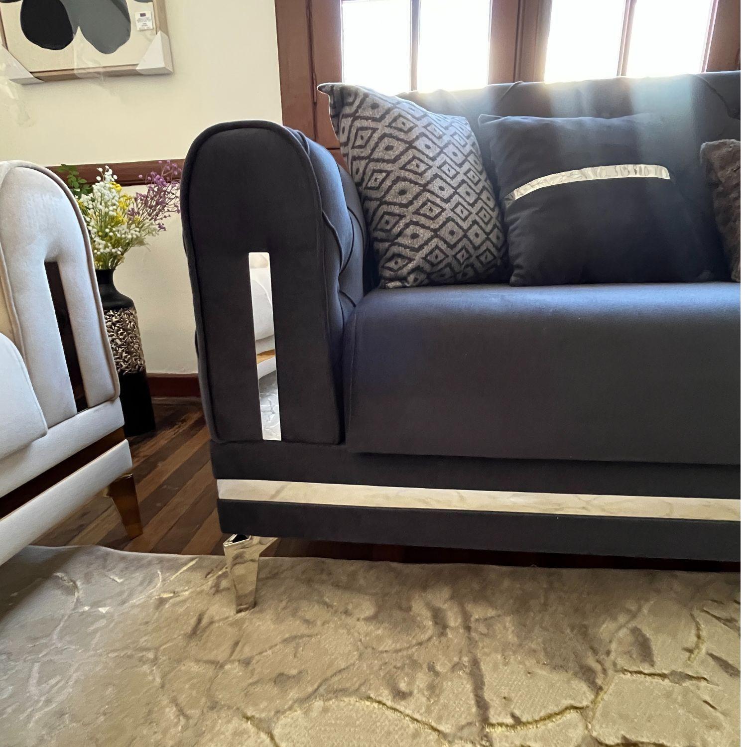 Juego de living 7 cuerpos 3+3+1 Estambul Gris, Sofa Cama-6