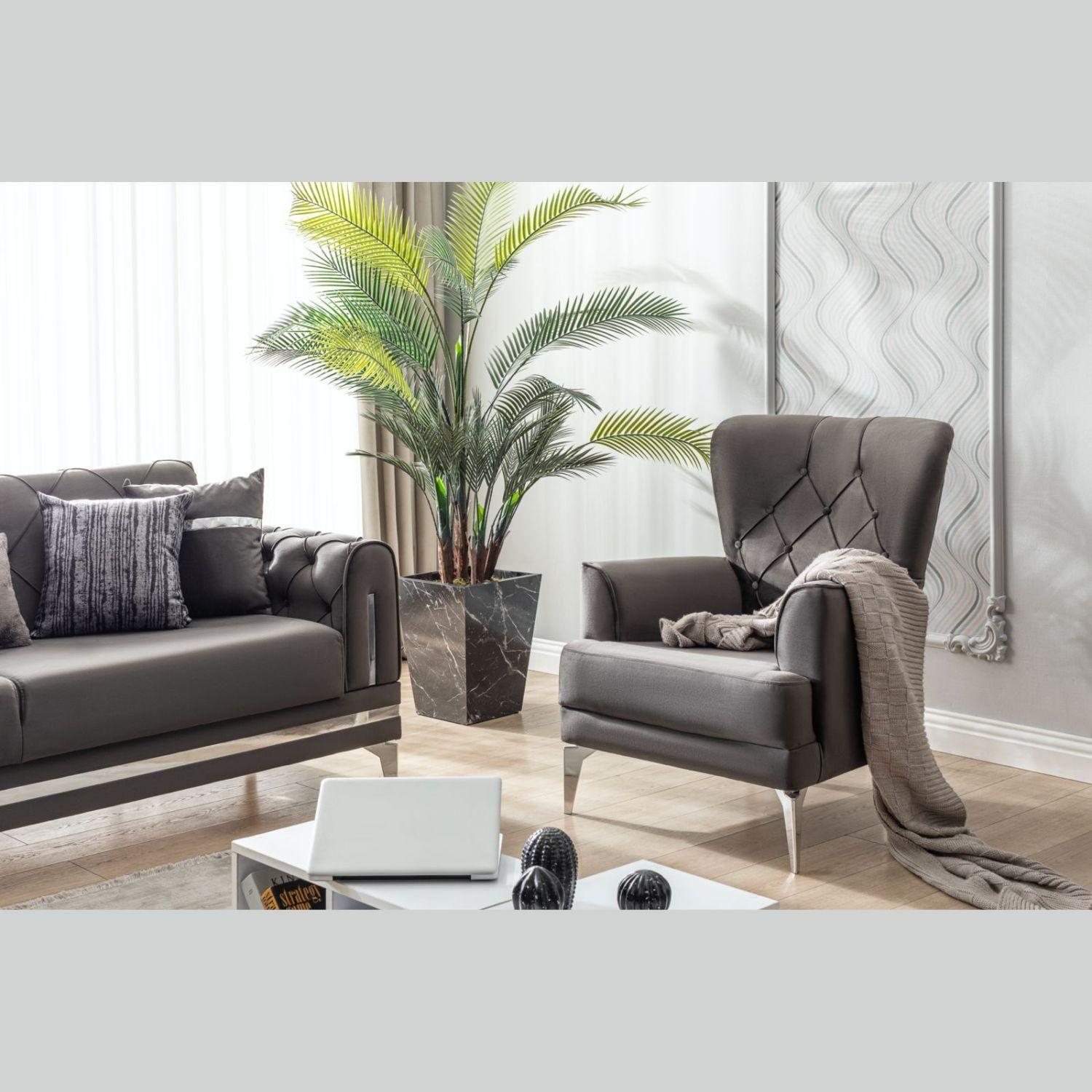 Juego de living 7 cuerpos 3+3+1 Estambul Gris, Sofa Cama-7