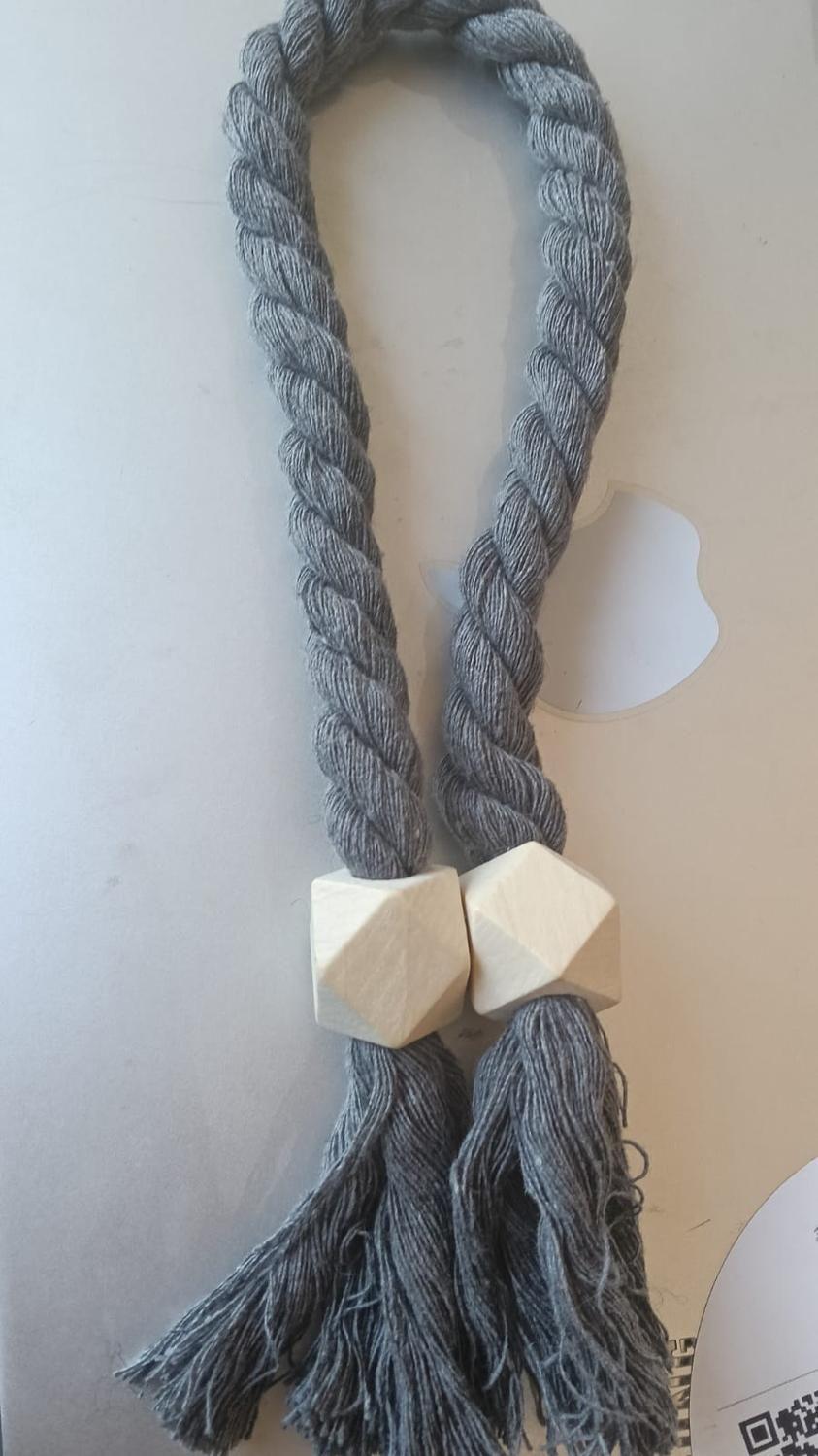 Set 2 Amarra Cortina Borlas con Magnético Boho Gris-2