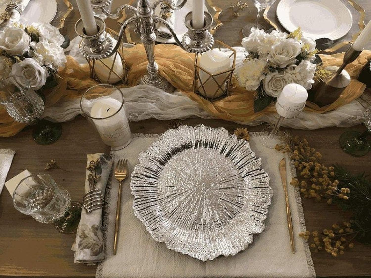 6 Platos Bases Diseño Plateado-1