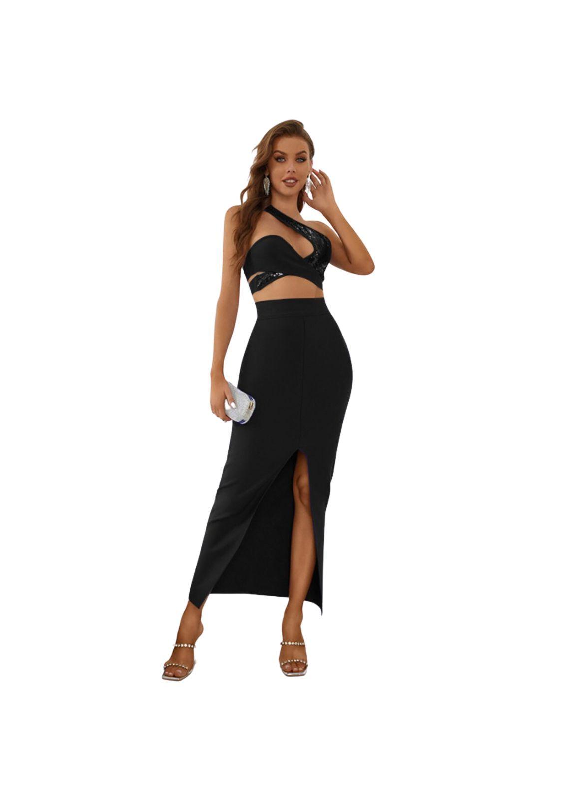 Conjunto Ajustado Negro con Lentejuelas-2