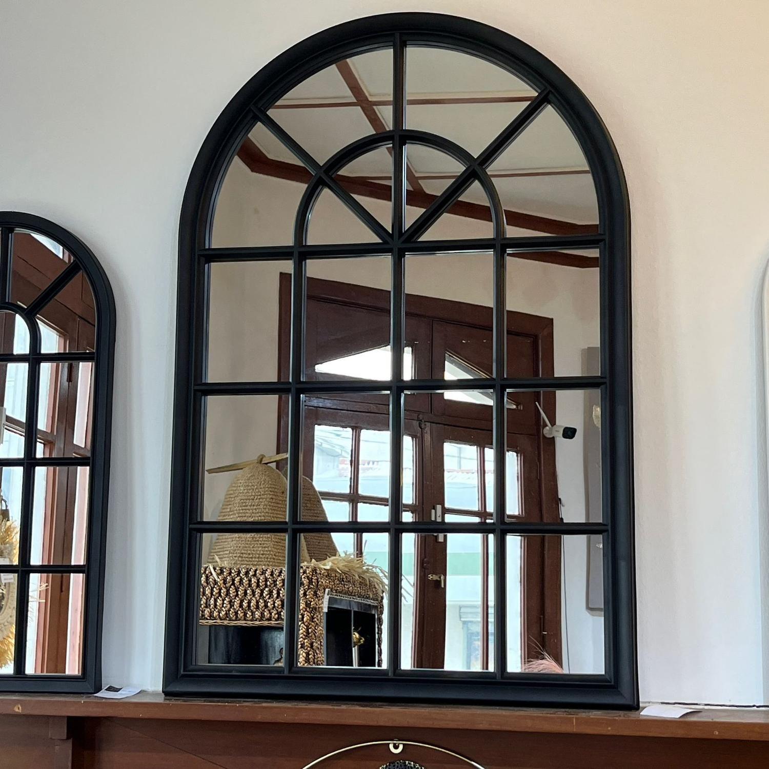Espejo Grande Diseño Ventana Color Negro-0
