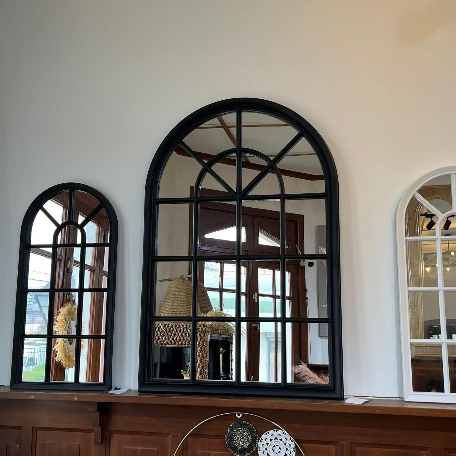 Espejo Grande Diseño Ventana Color Negro-1