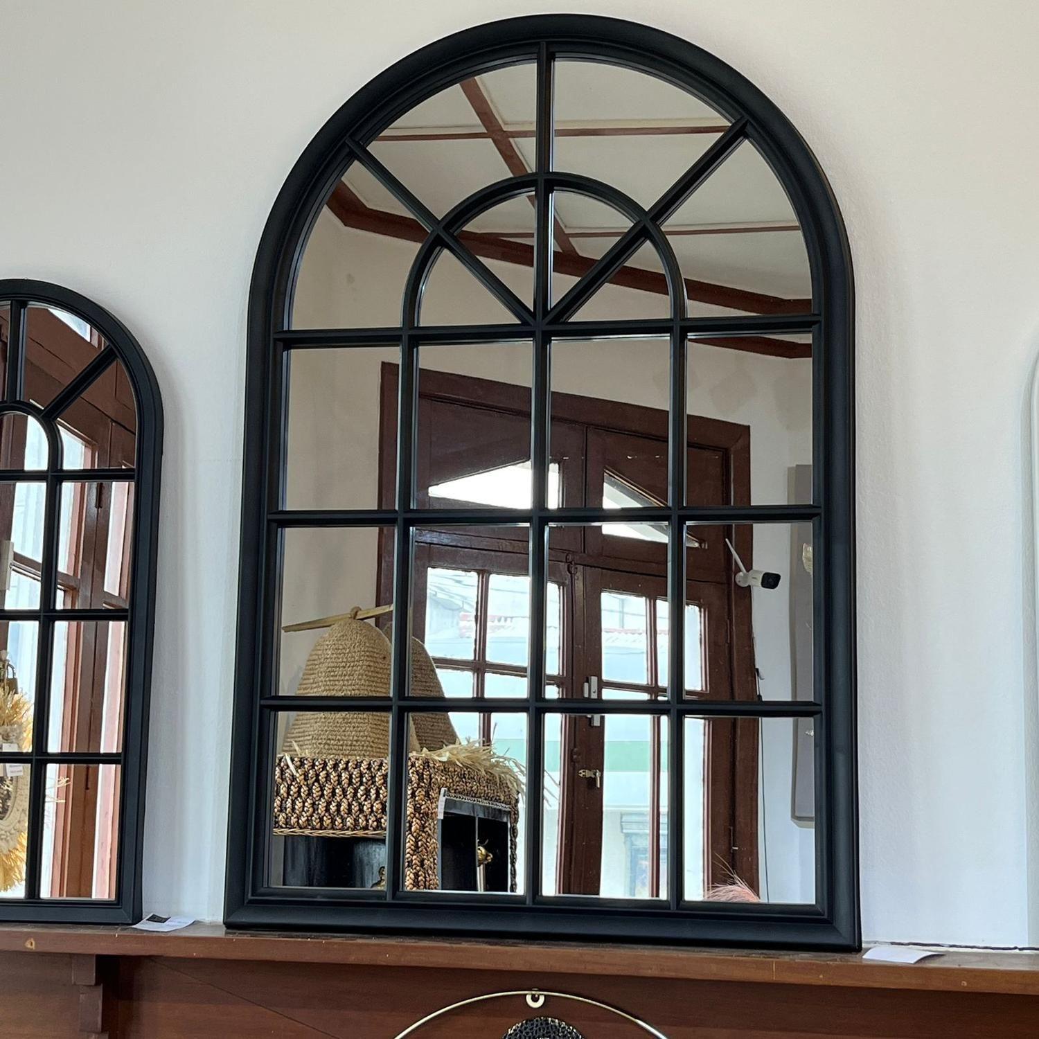Espejo Grande Diseño Ventana Color Negro-2