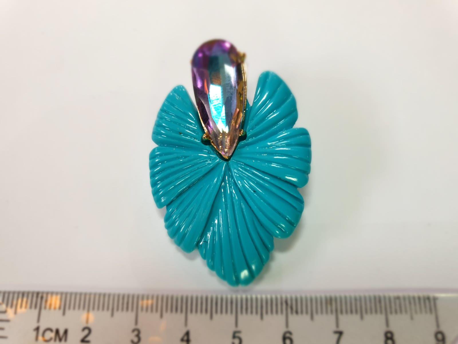 Aros Hoja con Piedra Turquesa-2