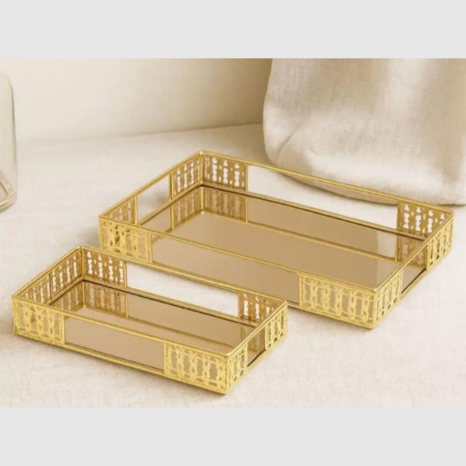 Bandeja Rectangular Dorado Metal Mediada-3