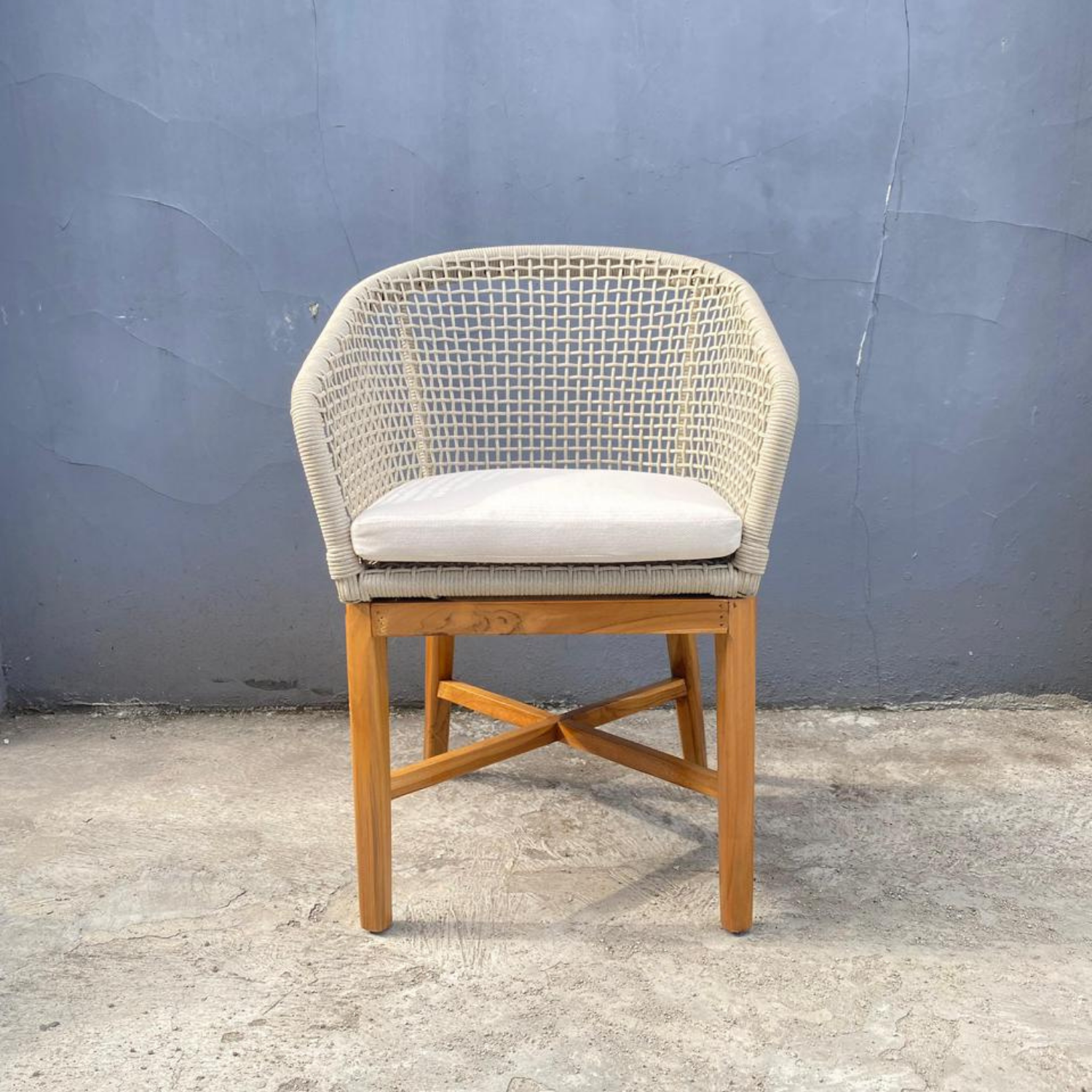 Silla Poltrona Madera Teca y Cuerda Náutica-3