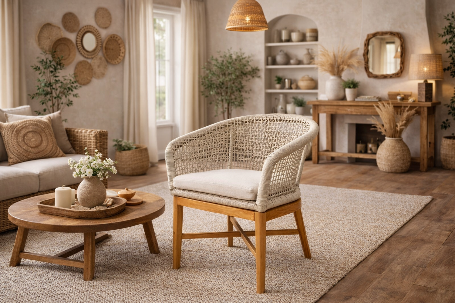 Silla Poltrona Madera Teca y Cuerda Náutica-6