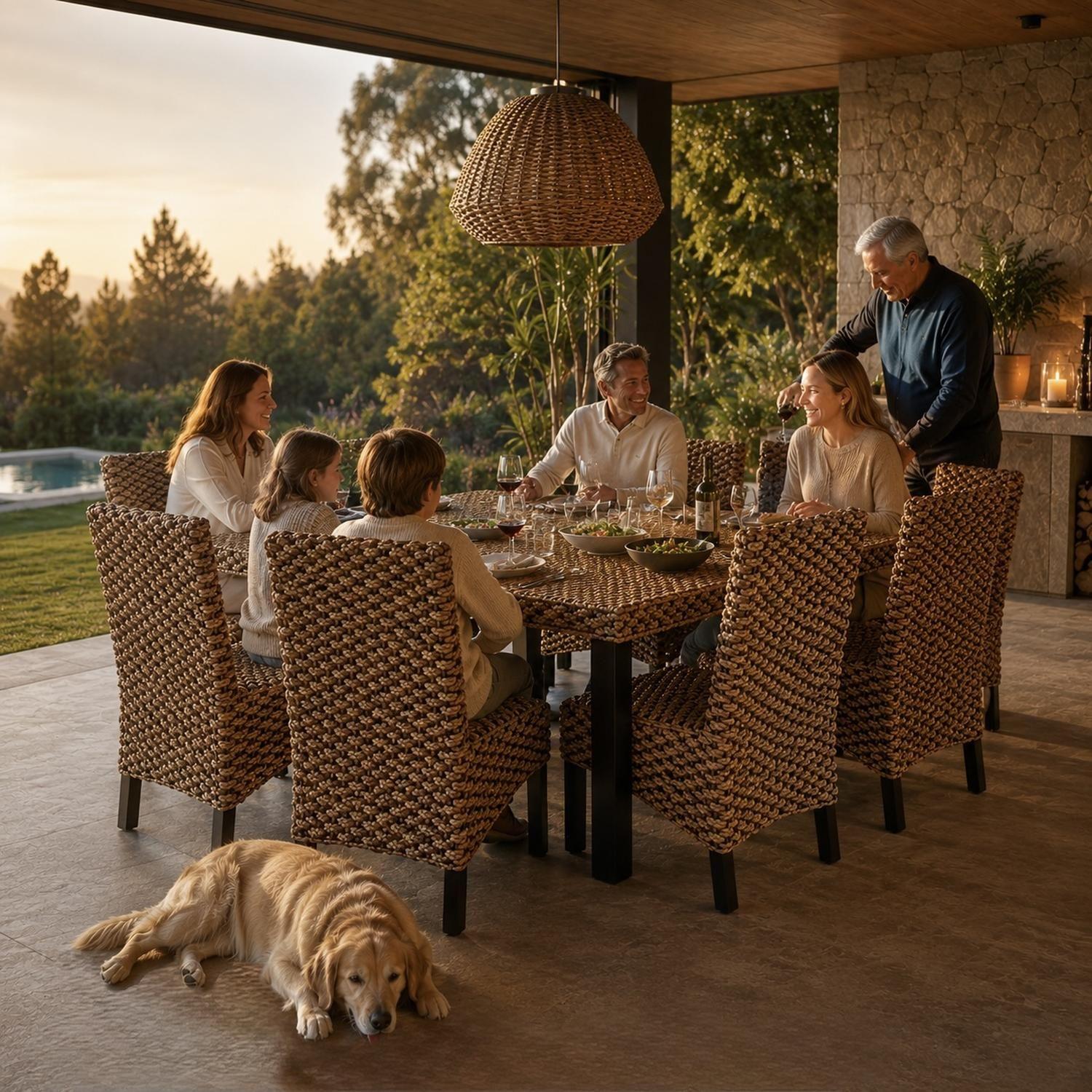 Comedor Cuadrado 8 Personas Rattan Natural-2