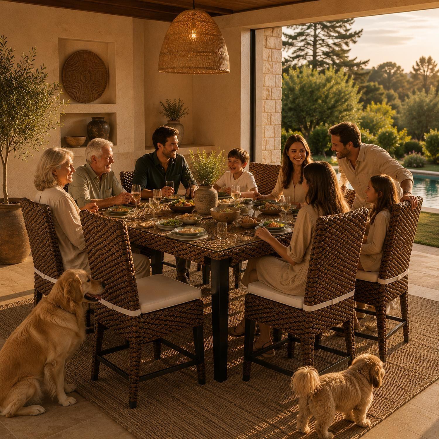 Comedor Cuadrado 8 Personas Rattan Natural-3