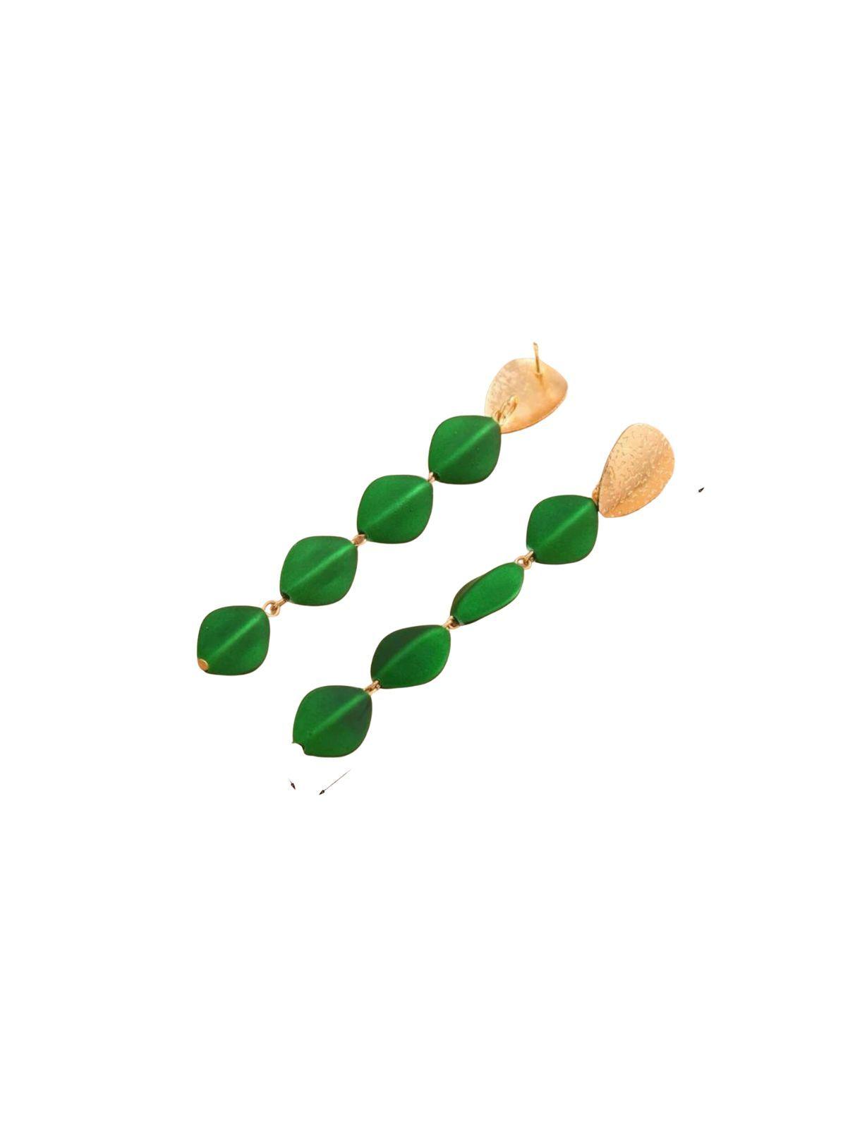 Aros Largos Geométricos Color Verde-0