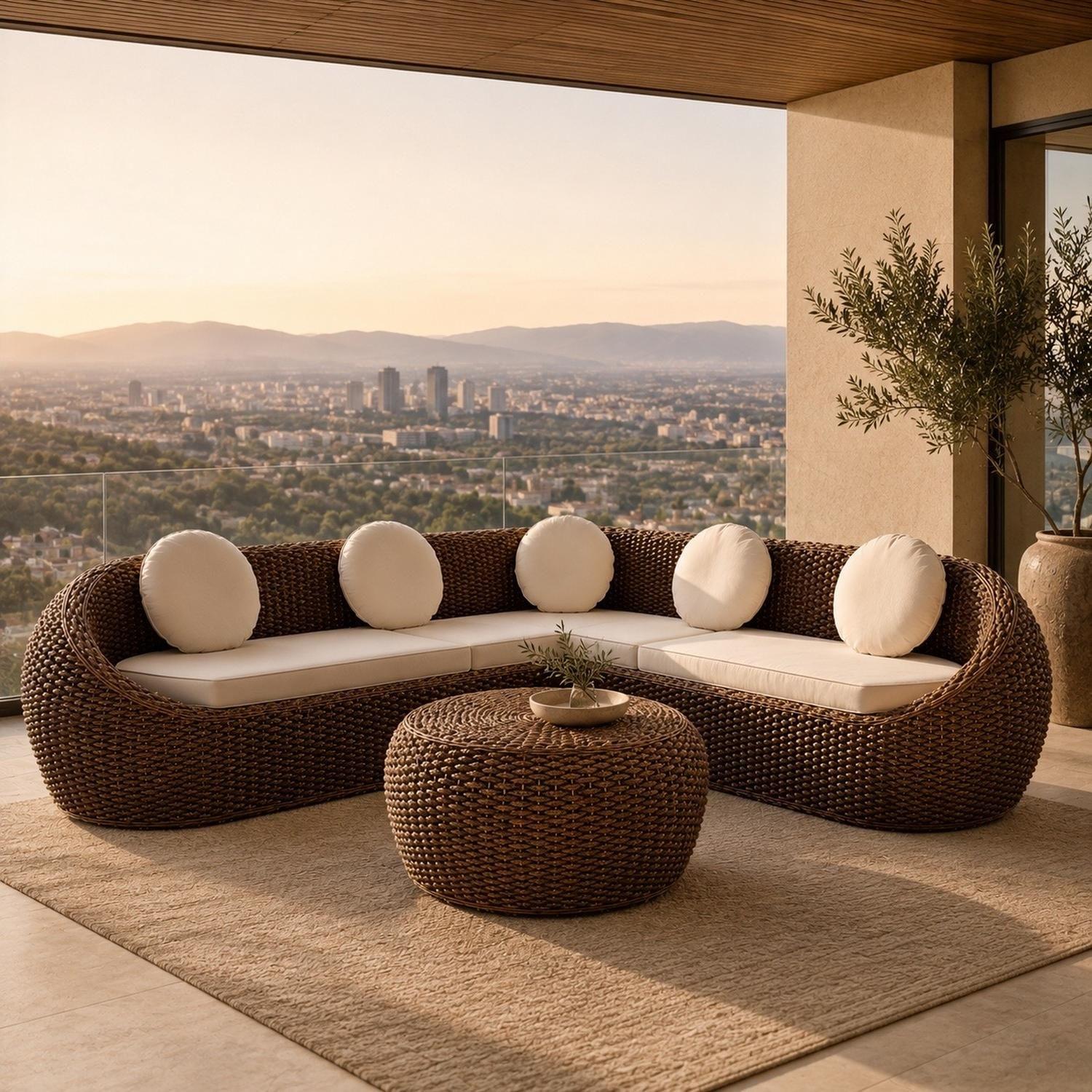 Juego de Terraza Ratan Natural Bali Jacinto, Living Seccional-7