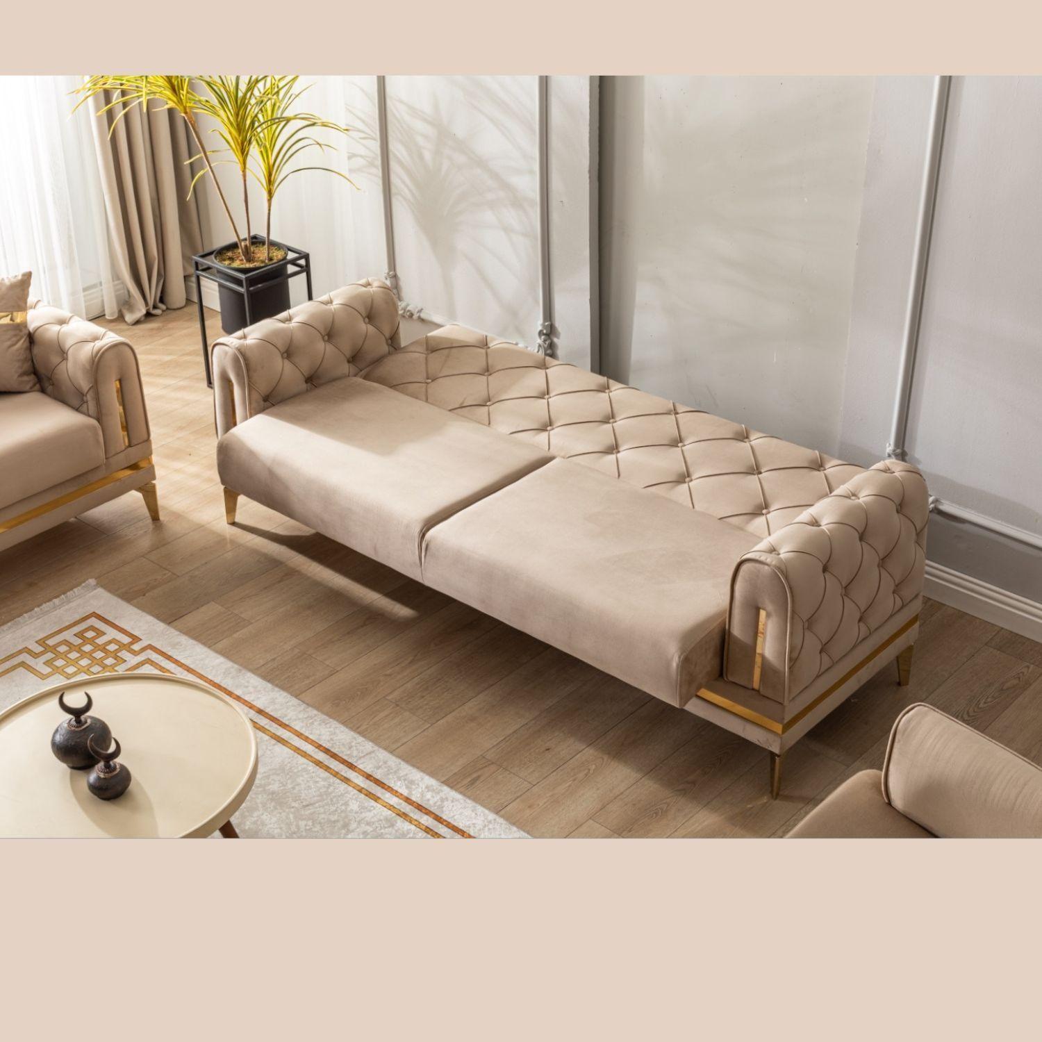 Sofa Estambul 3 Cuerpos Beige, Sofa Cama-2