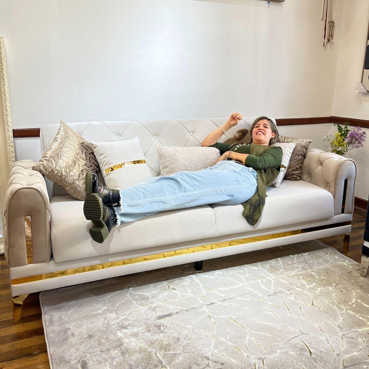 Sofa Estambul 3 Cuerpos Beige, Sofa Cama-4