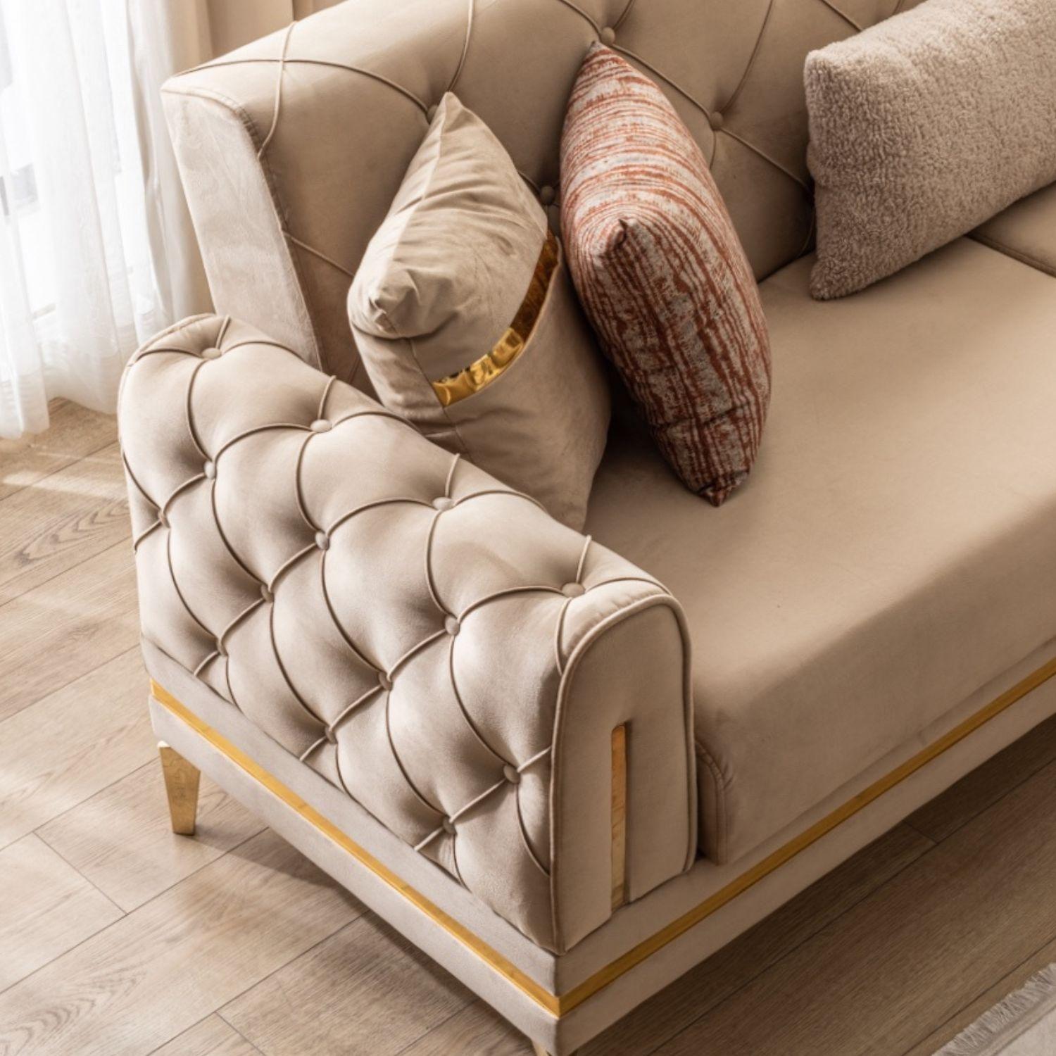 Sofa Estambul 3 Cuerpos Beige, Sofa Cama-6