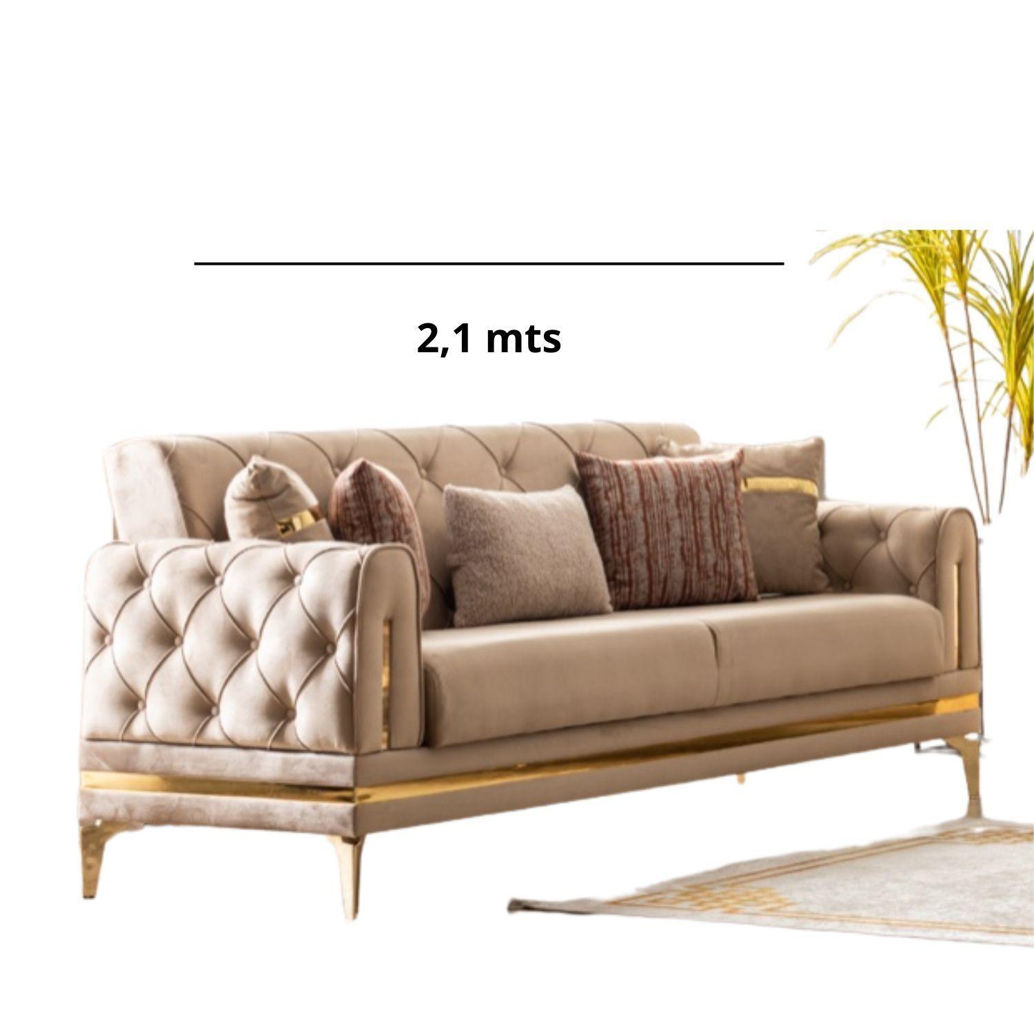 Sofa Estambul 3 Cuerpos Beige, Sofa Cama-7