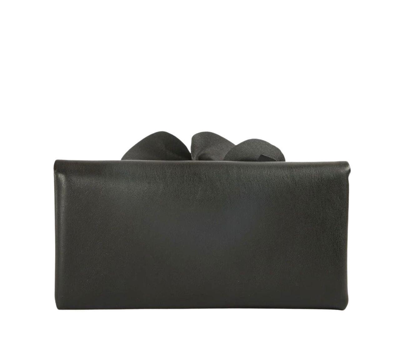 Cartera de Fiesta Color Negro Con Diseño Flor-4