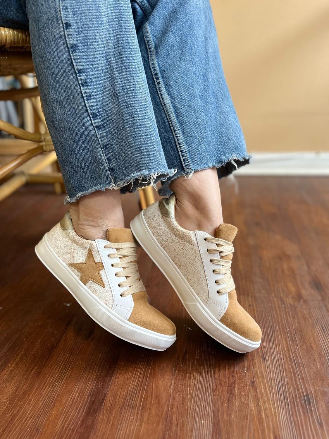 Zapatilla De Cuero Blanco Con Café-0