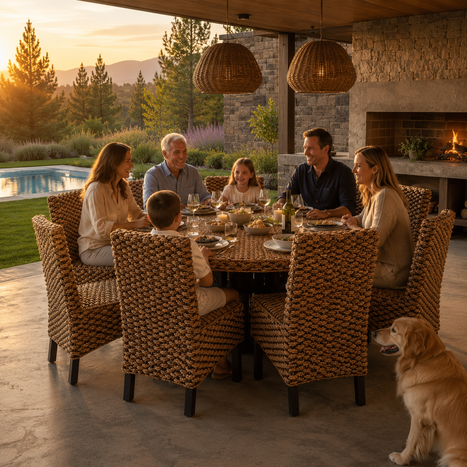 Comedor Redondo 8 Personas Rattan Natural-3