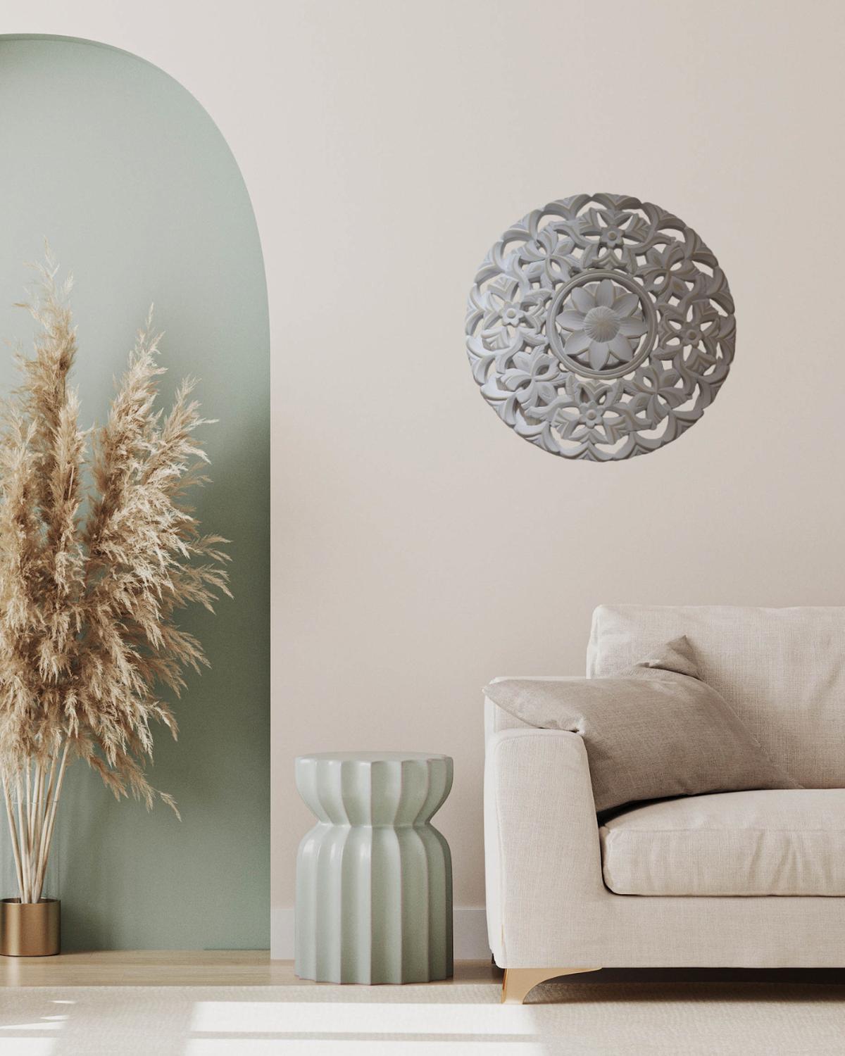 Mándala Blanco Decorativo de Pared 49 cm-2