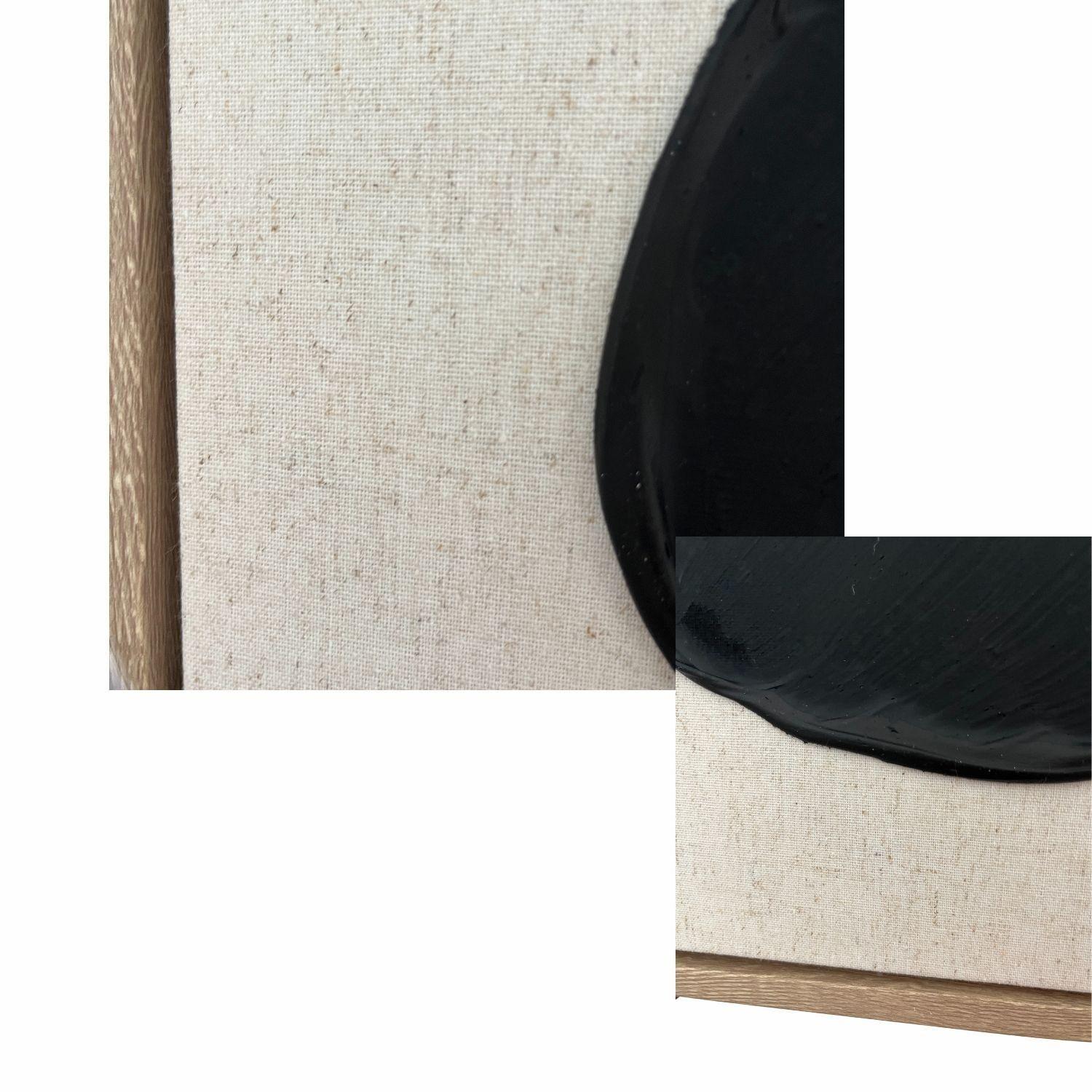 Cuadro Flor Negra Minimalista en Relieve Acrílico Sobre Lino-2