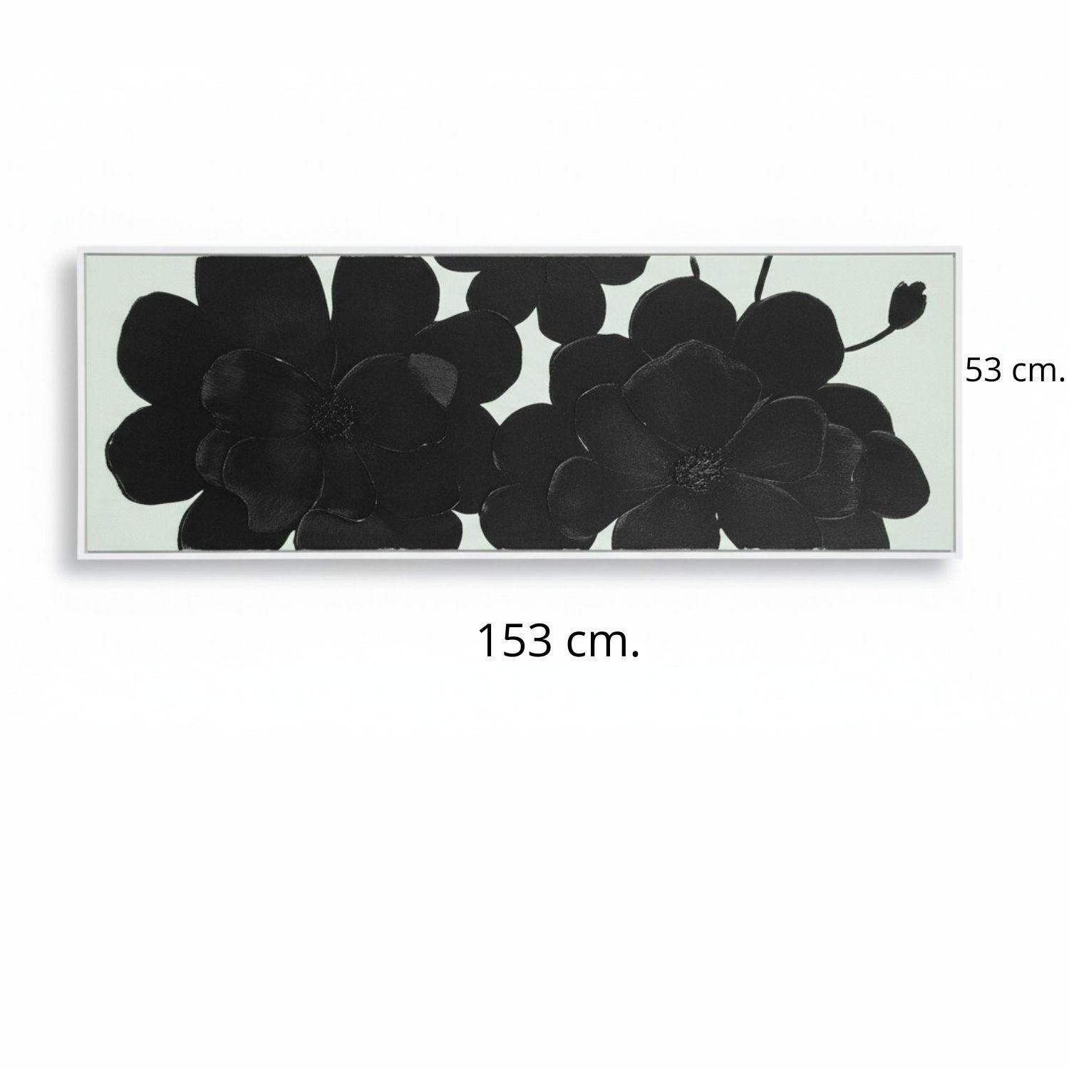 Cuadro Flor Negra Minimalista en Relieve Acrílico Sobre Lino-3