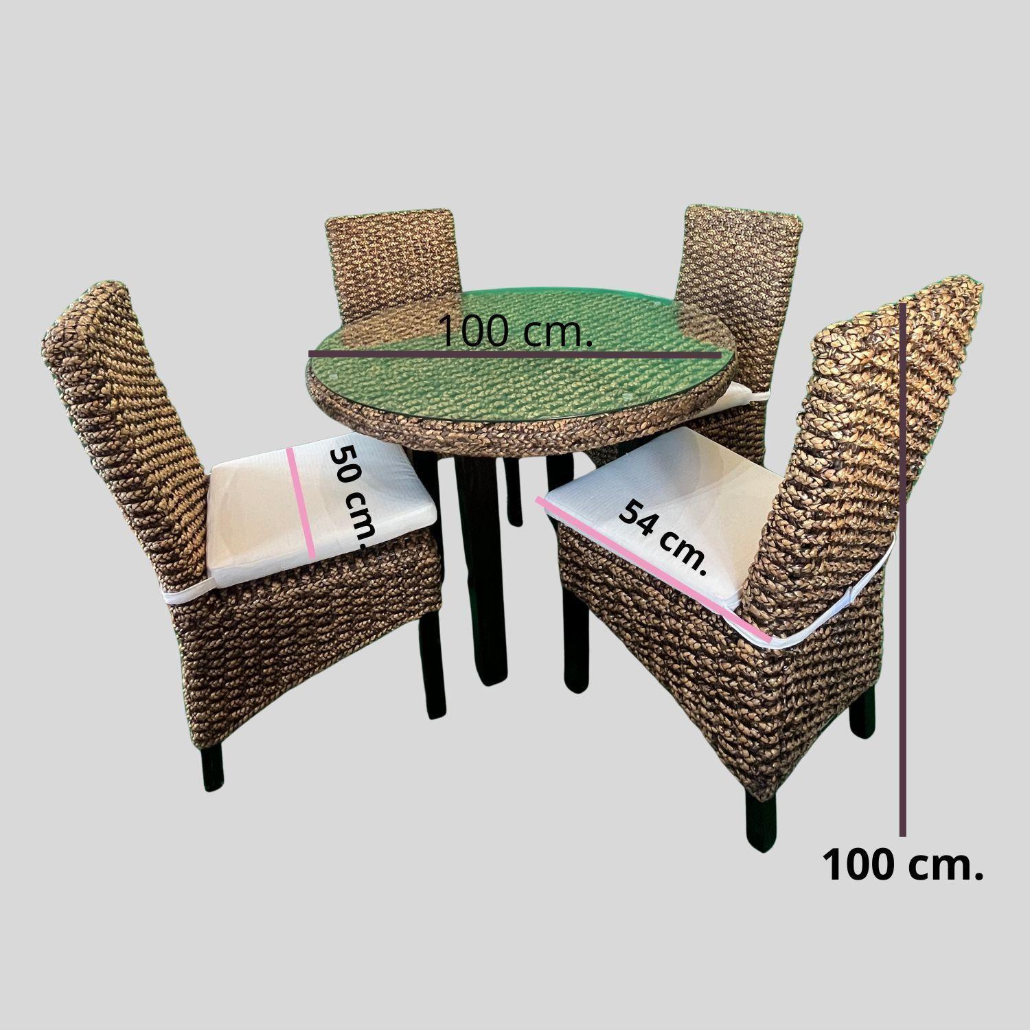 Comedor Rodondo Rattan Natural 4 Personas-3