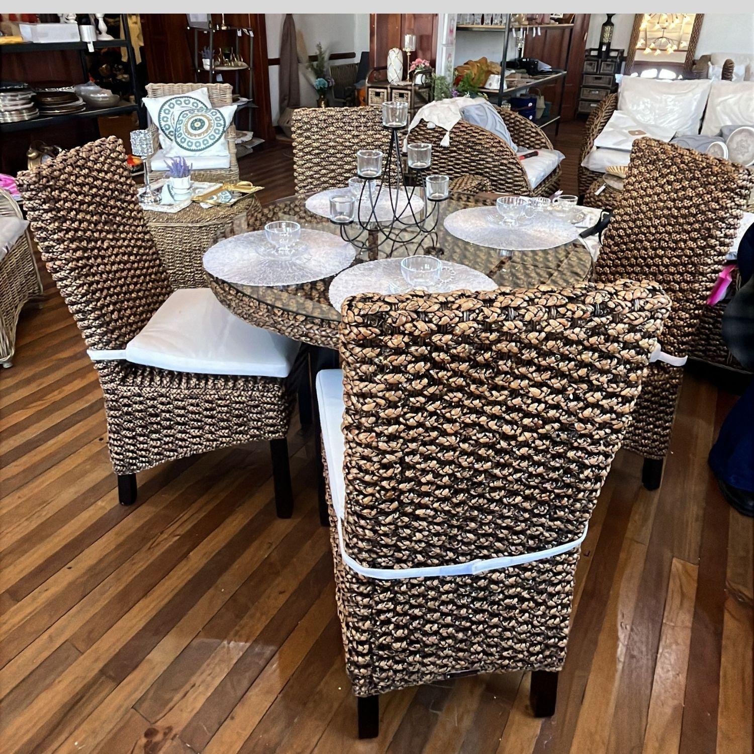 Comedor Rodondo Rattan Natural 4 Personas-4