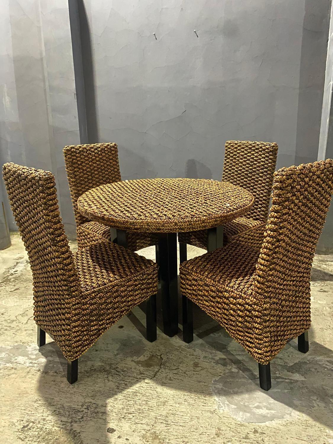 Comedor Rodondo Rattan Natural 4 Personas-5