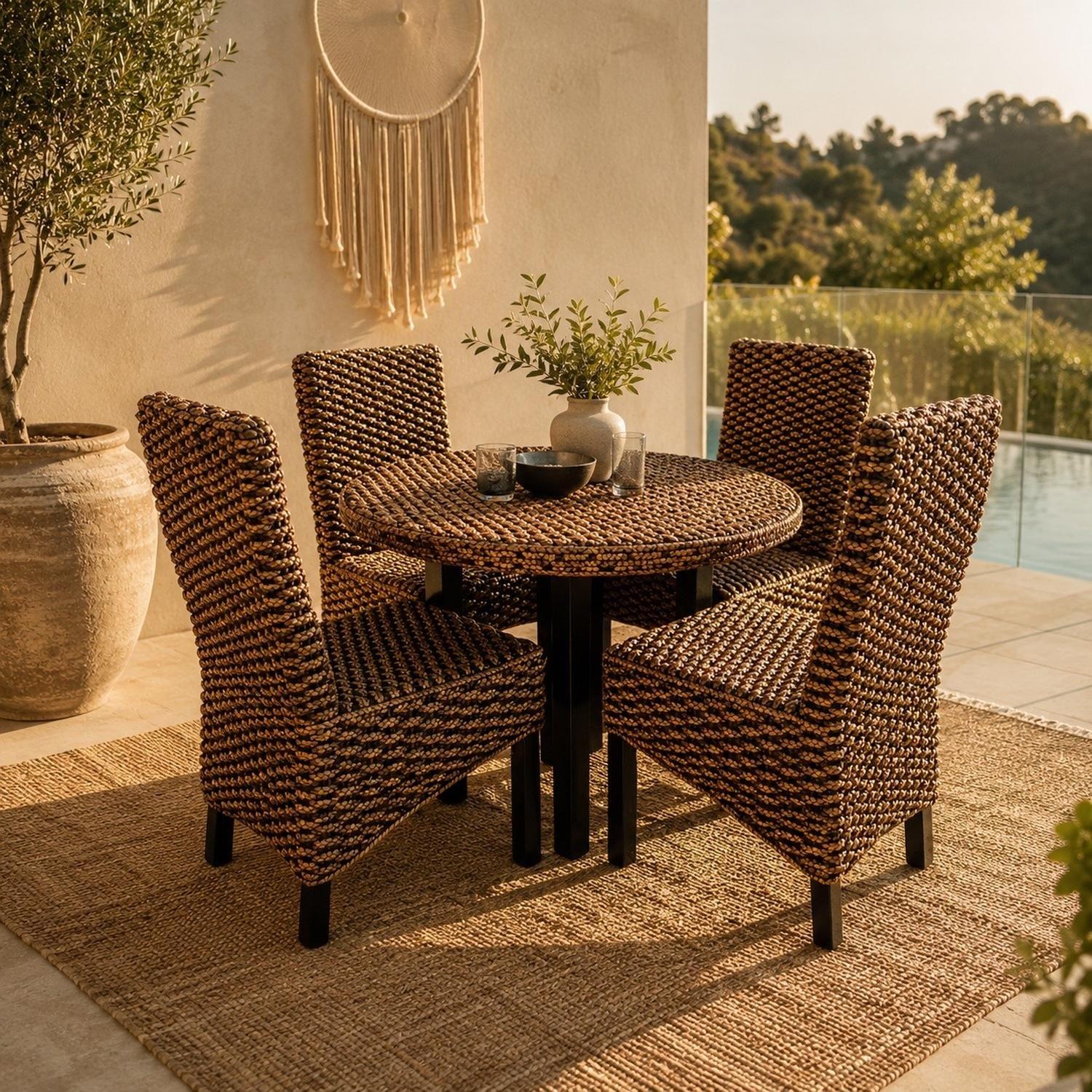Comedor Rodondo Rattan Natural 4 Personas-0