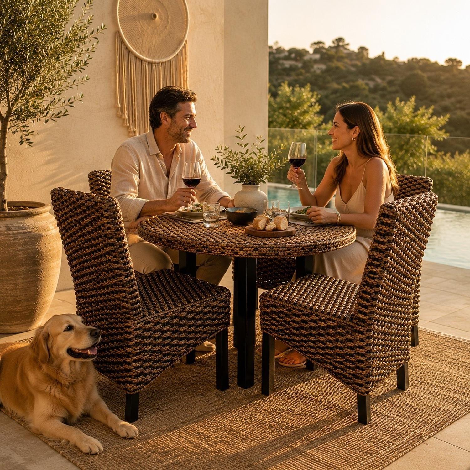 Comedor Rodondo Rattan Natural 4 Personas-2