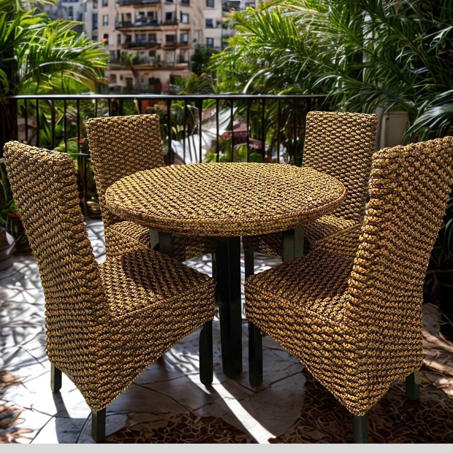 Comedor Rodondo Rattan Natural 4 Personas-5