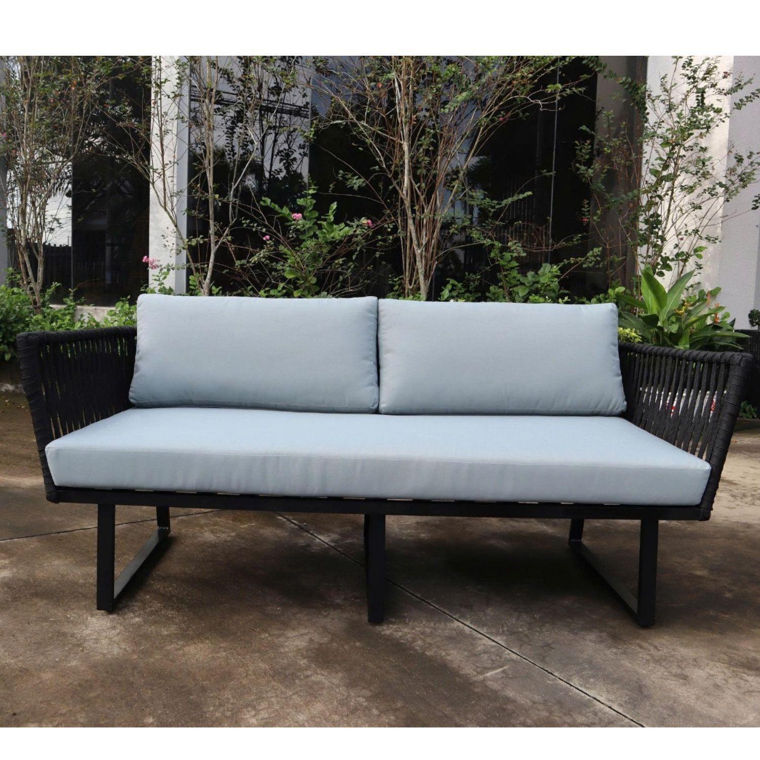 Juego de Terraza Cuerda Náutica Plana 6 Piezas Negro-5