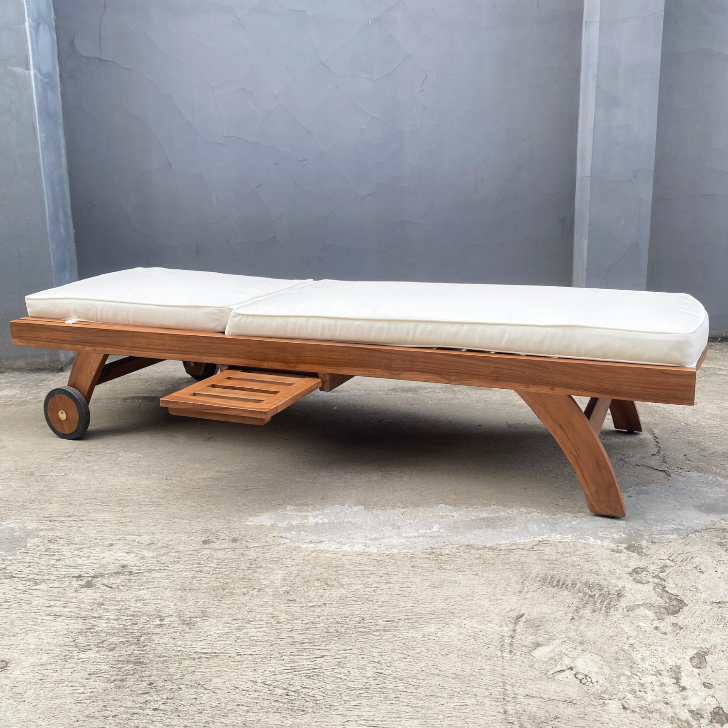 Reposera Madera Teca Ajustable con Cojín-2