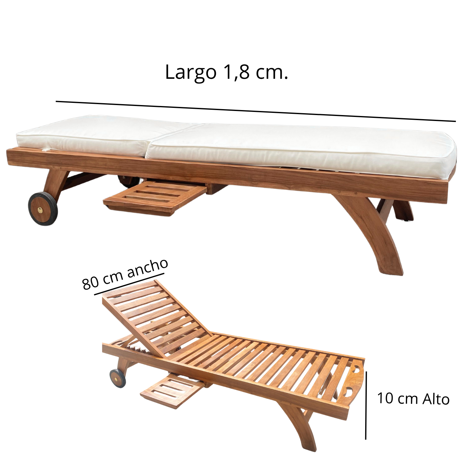 Reposera Madera Teca Ajustable con Cojín-3