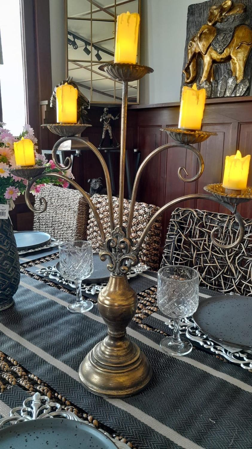 Candelabro Bronce 5 Velas 48x 60 cm.-0